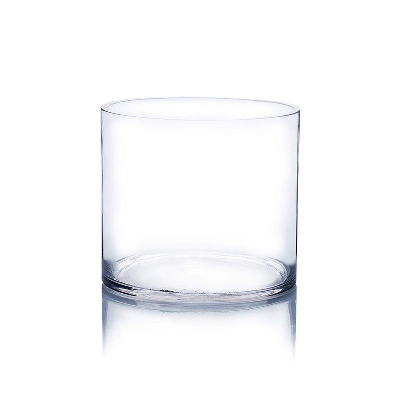 WGVI WGV Cylinder Vase  Width 6""  Height 6""  Clear Glass Container Terrarium Candle Holder for Wedding Centerpiece  Party Event  Home Office Decor  1 Piece - Image 1